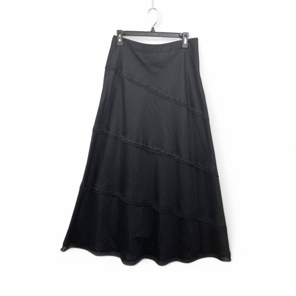 Whimsigoth Black Lace Tiered Maxi Skirt Witchy Goth Y2K Lagenlook‎ Size 8